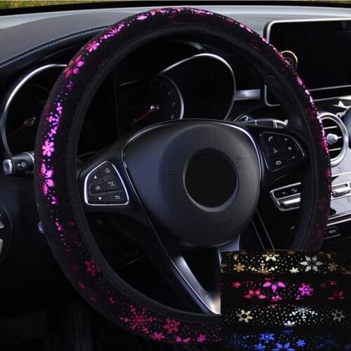 38cm Universal Car Steering-Wheel Covers Shiny Snowflake Funda Volante Coche Auto Decoration Car Accessories For Girls 4 Colors