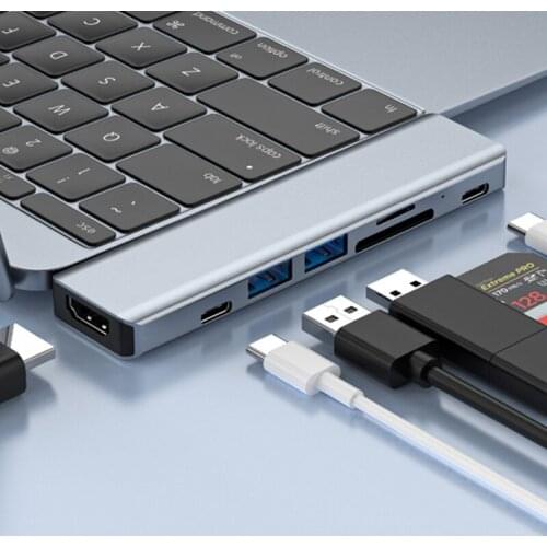 USB C Hub Type-C To 4K HDMI-Compatible USB SD/TF Card Reader PD Fast Charge 7-in-1 USB Dock for MacBook Air Pro PC HUB