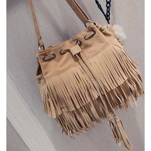 Retro Faux Suede Fringe Women Messenger Bags Tote Ladies Hand Bags Tassel Shoulder Handbags Crossbody Bag Bolsa Feminina