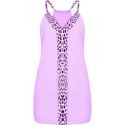 New Stylish Summer Sexy Polyester Vest Tops Deep V Neck Loose Sexy Ladies Sling Leopard Stitching Blouse Daily Streetwear Wear