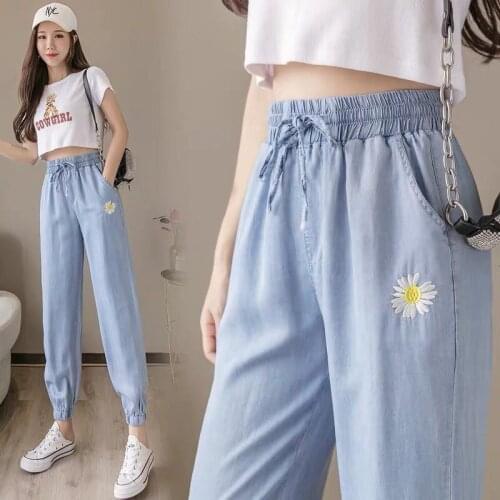 Summer Little Daisy Casual Pantalon Femme Korean Fashion Harajuku Pantalones De Mujer Streetwear Women Vetement Femme 2021 D235