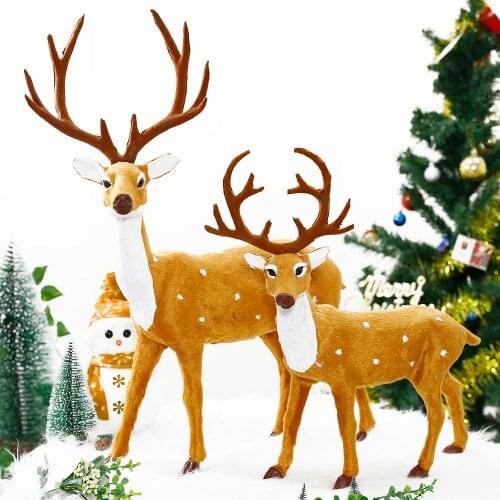 1Pc Christmas Xmas Elk Doll Plush Simulation Deer Reindeer For Home Christmas Festival Party New Year Kids Gifts Props Ornaments