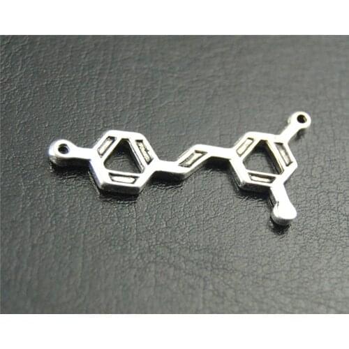 10pcs Silver Color Resveratrol Molecules Charm Jewelry Making DIY Handmade Craft 30x15mm A1814