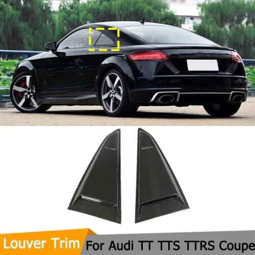 2PCS Carbon Fiber Side Window Louvers Scoop Cover Trim Fit for Audi TT TTS TTRS Coupe 2015-2018 Rear Window Louver Trims Covers