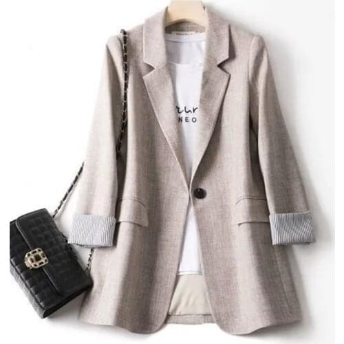 2021 Autumn Women Blazers And Jackets Long Sleeve Slim Business Suit One Button Office Lady Blazers Suit Plus Size Female Jacket