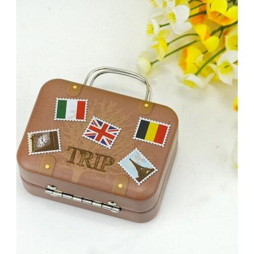 360 pcs Continental Mini Tin Box Retro Suitcase Handbag Small Rectangular Candy Box Small Tin Container lin3985