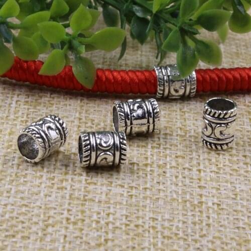 50pcs/lot Fashion Woven Wig/BeardsTube Big Hole Metal Beads Women/Men Handmade Space Loose Beads DIY Jewelry Findings Decoration