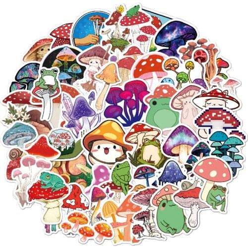 50pcs Mushroom graffiti Cartoon scrapbooking Stickers packs Waterproof Skateboard Suitcase Guitar Graffiti decals Kid Toy