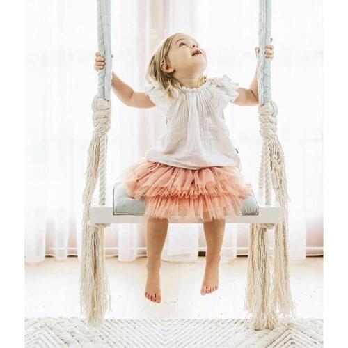 Child Swing Chair kid Hanging Swings Set Children Toy Rocking Solid Wood Seat with Cushion Safety Baby Indoor Baby Room Decor