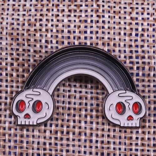 Grey rainbow enamel pin skull brooches gay lesbian pride badge LGBT jewelry Halloween gift retro punk accessories