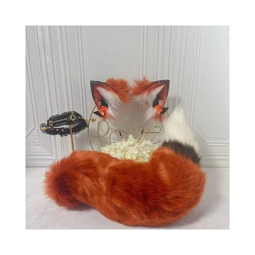 New Red Fox Anime Beast Ear Beast Tail Wolf Ear Cat Ear Fox Ear Headband Custom COSPLAY Ear Tail Plush Long Fur Neko Ears Girl