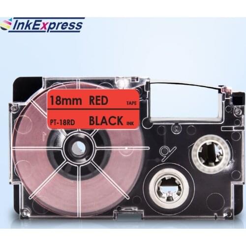 InkExpress 18mm XR-18RD Tape For CASIO XR-18RD Label Tape Black on Red Printer Ribbon For CASIO Label Maker KL-120 KL-130