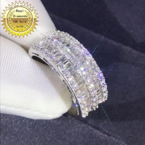 18k white gold ring Natural Real 1ct Diamond Ring Engagement&Wedding Jewellery have certificate 0023