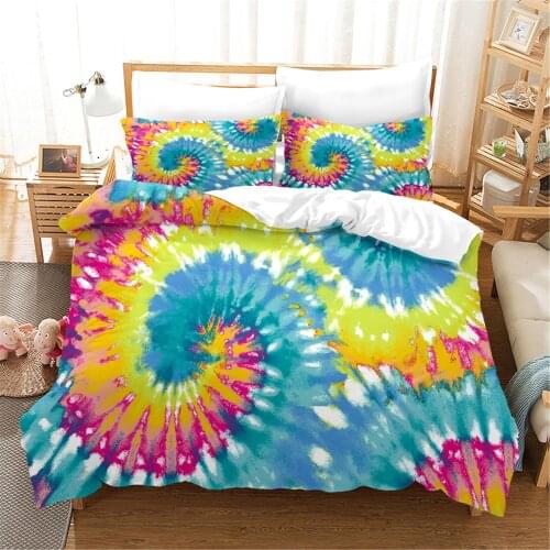 2/3pcs Bedding Set Mystic Art Tie Dyeing Bed Sets Colorful Duvet Cover European size King Queen Quilt Cover Comforter Cover