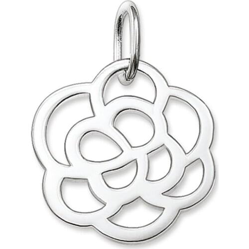 Small White Hollow Rose Flower Necklace Pendant in Silver, Most Fashion Glam Good Jewelry Pendant Fit Chain Necklace for Women