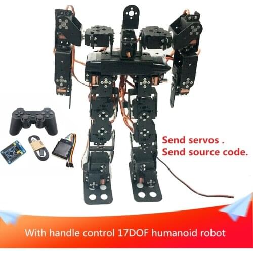 With PS2 Handle Control 17DOF Biped Humanoid Robot RC Metal Robotic+17pcs Servos 32-Channel Servo Control Board DIY For Arduino
