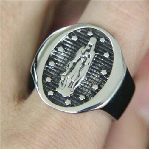 Band Party Hot Virgin Mary Ring 316L Stainless Steel Ring Cool Punk Style Fashion Polihsing Oval Ring