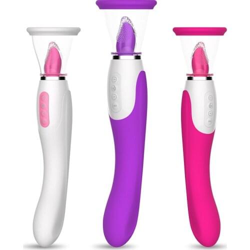 Power Magic Wand AV Vibrator Nipple Clit Sucking Vibrators Heating Tongue Sucker Licking Clitoris Stimulator Sex Toys For Woman