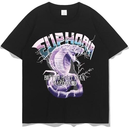 Euphoria Snake Graphic Tee Mens Short Sleeve Cotton Tshirt Plus Size Tops