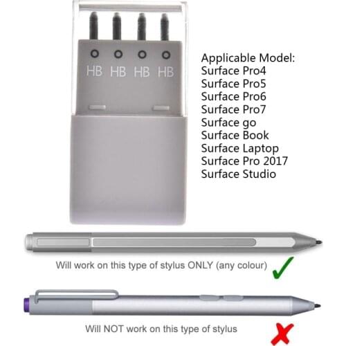 4 in 1 Surface Pen Tips Replacement Kit 2H H HB B Hardness for 7 6 5 4 Gen of Surface Go 2 1 Gen of Surface Book Default Surface