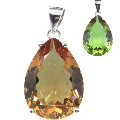 27x13mm SheCrown Jewelry Set Unique Drop Created Color Changing Spinel Zultanite For Women Daily Wear Silver Earrings Pendant