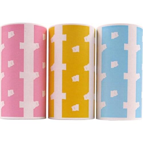 New 3Roll thermal printer Paper Cute Bear Self-adhesive Labels Sticker photo Thermal Printing Paper for Peripage