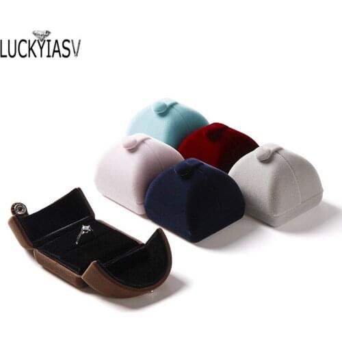 Wholesales Double Button Velvet Ring Box Jewelry Box Factory Direct High-grade Flannel Double Open Jewelry Box for Ring Display