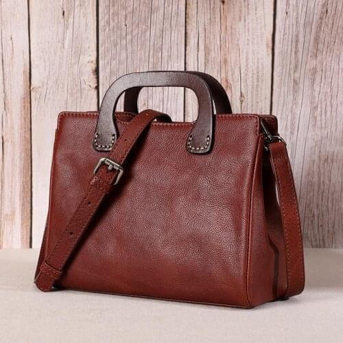 Simple Women Tote Bag 2021 Winter New Genuine Leather Luxury Handbag Vintage Cowhide Solid Color Female Shoulder Bags Sac A Main