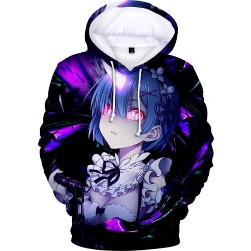 Re:Life in a different world from zero 3D Hoodie Men/Women Pullover Sweatshirt Print 3D Harajuku Re zero Japanese Anime Hoodies