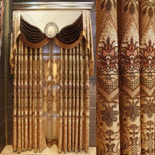 Luxury European Style Thickening Shading Pure Color Window Valance Italy Velvet Curtains for Living Room bedroom dining room