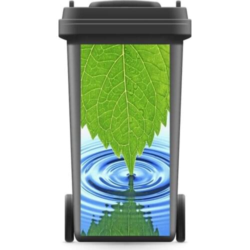DIY Creative Green Leaf Reflection Rubbish Bin Sticker Wallpaper mural Wall Print Decal Removable Photo self adhesive Gift