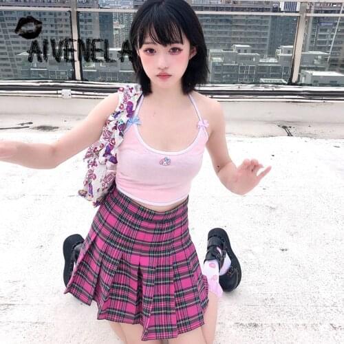 Harajuku Japanese Y2K Gothic Punk Cool Girls Plaid JK Skirt High Waist Sweet Mini Pleated Skirts Girl Women Female AFC924