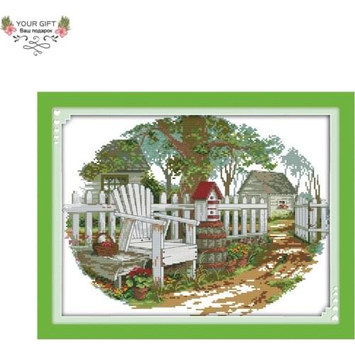 Your Gift F411(2) 14CT 11CT Counted and Stamped Home Decor Country Cottage Needlepoint Needlework Embroidery Cross Stitch kits