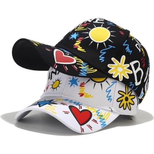 Unisex Vintage Sunhat Street Style with Full Cover GRAFFITI Pattern Wide Curved Brim Baseball Cap Suitable for Women Men