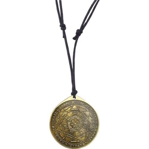 Vintage The Seal Of Seven Archangels Pendant Religious Rune Seal Solomon Amulet Men and Women Necklace