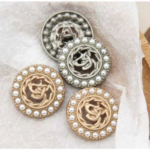 HENGC Vintage Pearl Metal Women Dress Buttons For Clothing Women Coat Suit Wedding Decorative DIY Sewing Accessories Wholesale