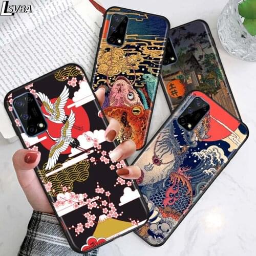 Japanese Art for OPPO Realme V15 X5 X3 X50 X7 X2 C17 C11 C3 C2 7 7i 6 6S 6i 5 Narzo 20 Pro Black Phone Case