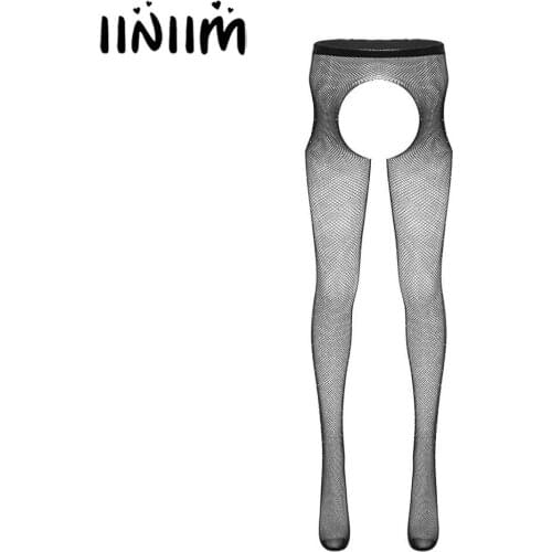 Womens Femme Fishnet Sparkle Rhinestones High Waist Crotchless Sissy Nightwear Cut Out Footed Stretchy Tight Stockings Pantyhose