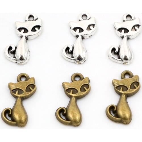 15pcs Charms cat fox 17x9mm Antique Making pendant fit,Vintage Tibetan Silver Plated Bronze,DIY bracelet necklace