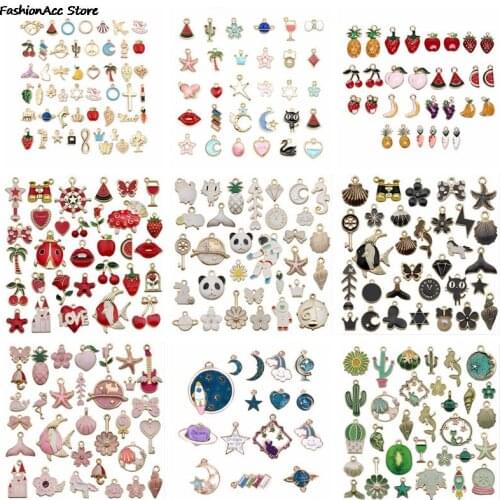 15/30/50PCS Bulk Lots Enamel Mix Enamel Pendants Charms Beads For DIY Jewelry Making Accessory