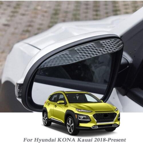2PCS Car Rearview Mirror Rain Eyebrow Auto Shield Snow Guard Sun Side Visor Shade Protector For Hyundai KONA Kauai 2018-Present