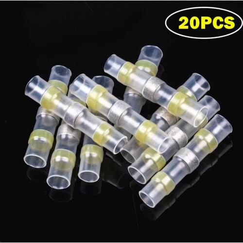 20PCS Waterproof Insulated Heat Shrink Solder Seal Sleeve Splice Terminals Seal Electrical Wire Butt Connectors 12-10AWG Kit