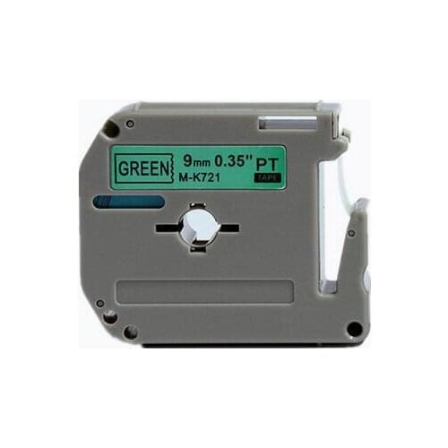 2PK tape for Brother P-touch Compatible M-K721 MK721 tape Black on Green tape 9mm x 8m PT 65 PT-85