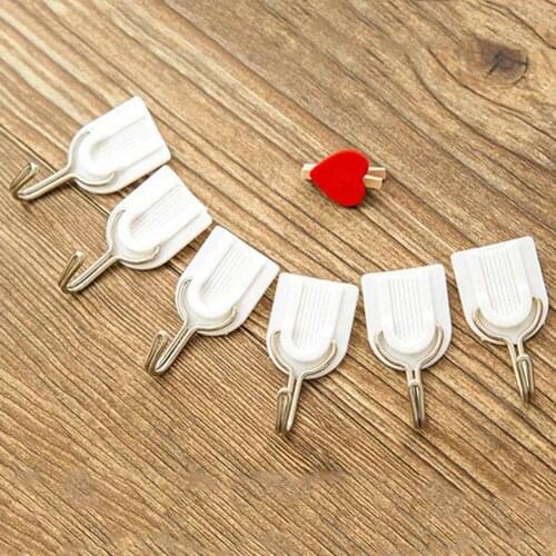 6PCS Strong Adhesive Hook Wall Door Sticky Hanger Holder Kitchen Bathroom White Drop Shipping