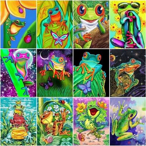 Full Drill Diamond Painting Frog Cross Stitch Kits 5D DIY Diamond Embroidery Animal Mosaic Picture Of Rhinestone Handmade Gift