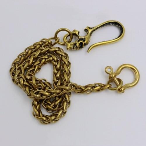 40/50/60cm Solid Brass Metal Wallet Belt Chain Trousers Jeans Wallet Chain Keychain Metal Buckle Clips Snap Hook DIY Accessories