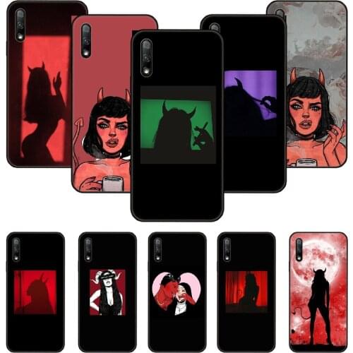 Phone Case For Huawei Honor 9X 10 9 20 8X 8A 8S 7X 7A i A Pro Play Lite Black Cover Coque Fashion Shell Soft Sexy Devil Woman