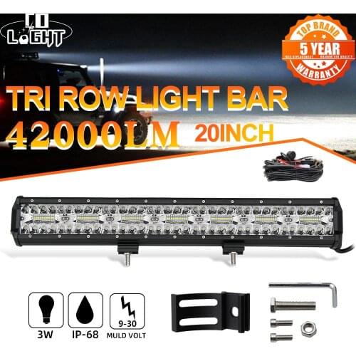 CO LIGHT 3-Row LED Light Bar 20" Offroad Combo 42000LM Auto Led Work Light 12V 24V for SUV UAZ Tractor 4x4 Lada Niva Car-styling
