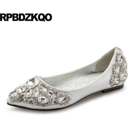 Ladies Square Toe Glitter Pointed Bling Flats China Rhinestone Silver Slip On Sparkling Shoes Chinese Beautiful Crystal Fashion