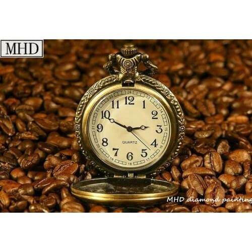 Rhinestone DIY Diamond Painting Coffee Beans Pocket Watch Picture 3D Resin Round / Square Diamond Embroidery Mosaic Art Deco Kit